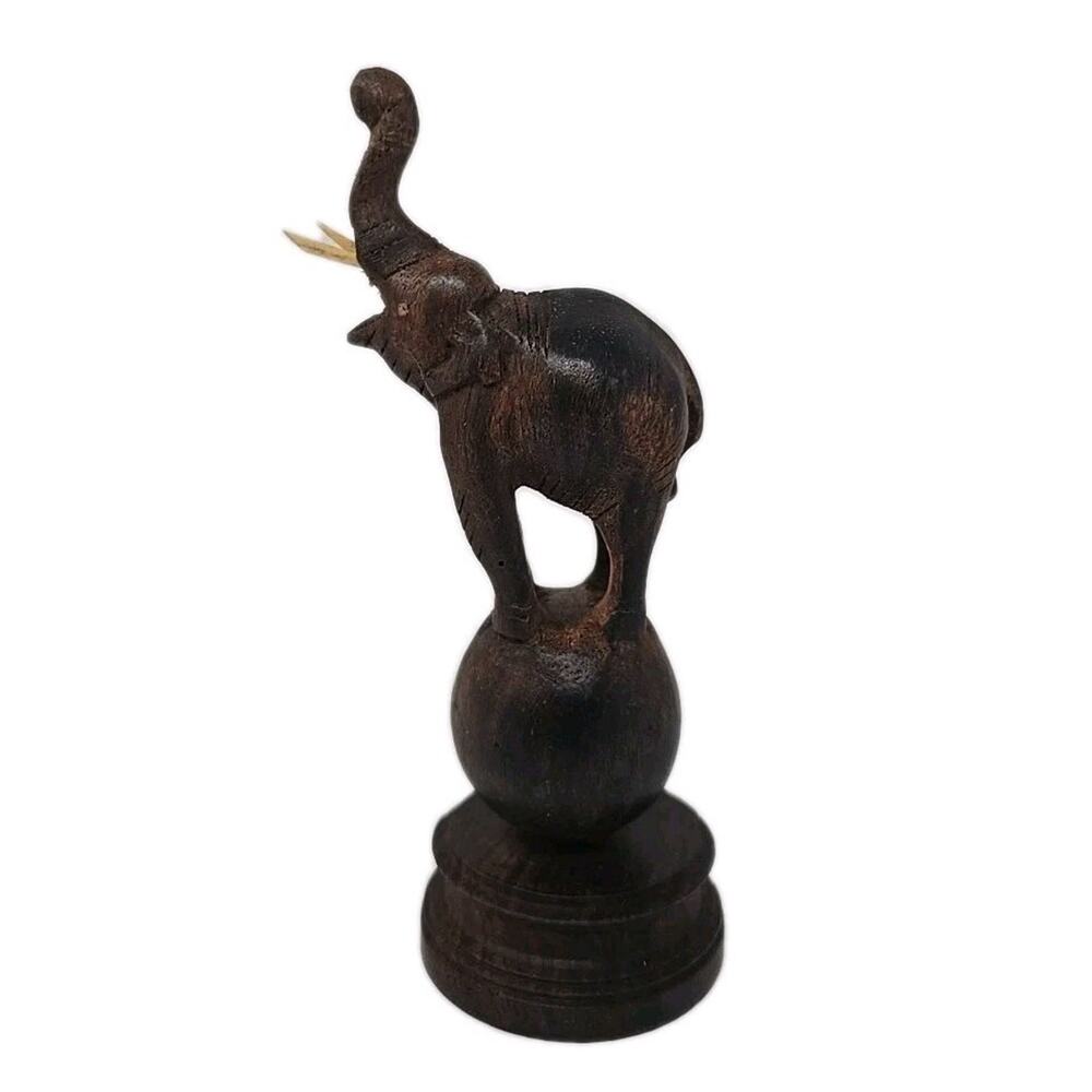 Vtg PWF India Handicraft Wood Hand Crafted Decorative Elephant Figurine U308‎